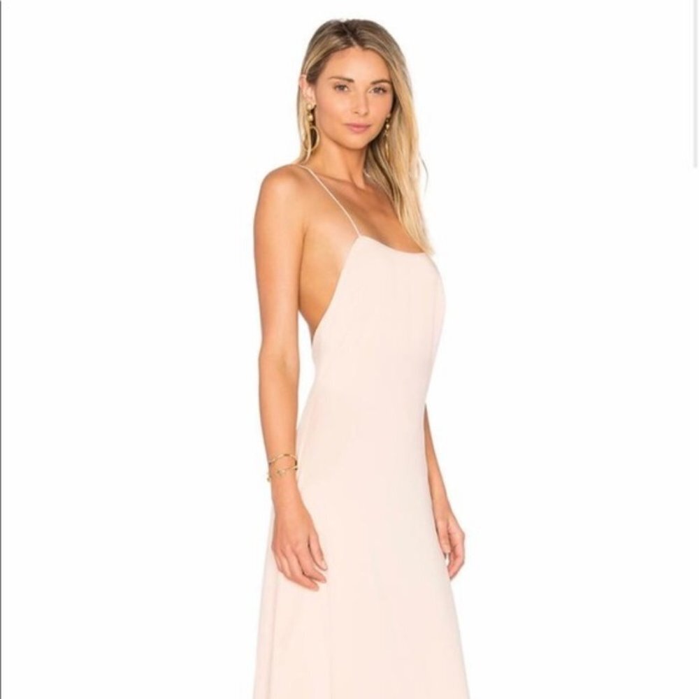 Privacy Please Elm Satin Maxi Dress Gown Slit Pink XS NWT